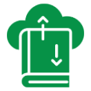 Green cloud with ebook upload and download icon